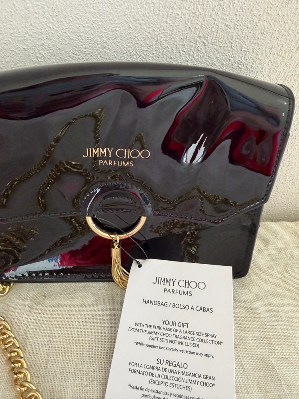 Jimmy Choo Parfums Black Patent Crossbody with Gold Chain NWT - Picture 4 of 9